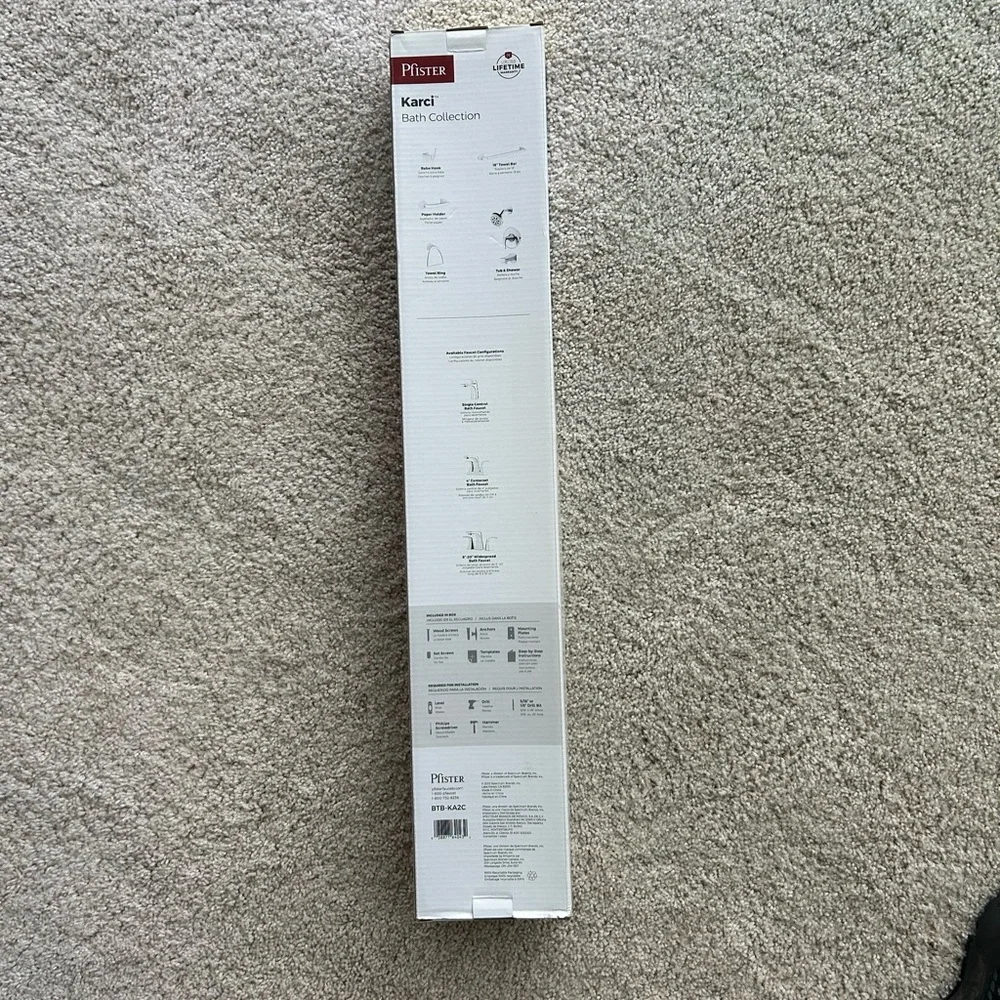 NIB Pfister Karci Bath Towel Bar Bathroom 24-Inch Polished Chrome Finish BTBKA2C